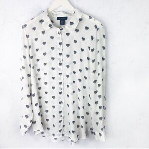 [Rachel Zoe] White Heart Button Down Shirt
